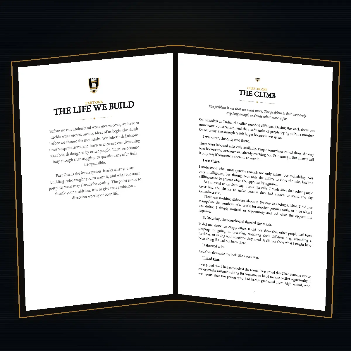 Interior pages introducing Part One, The Life We Build