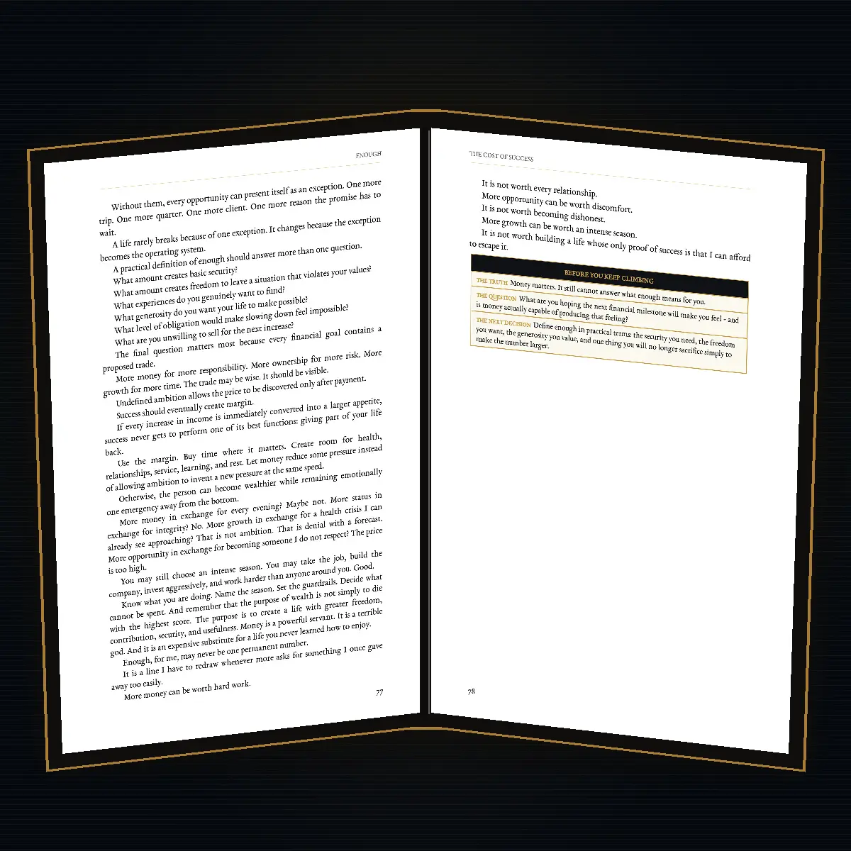 A reflective interior exercise from The Cost of Success