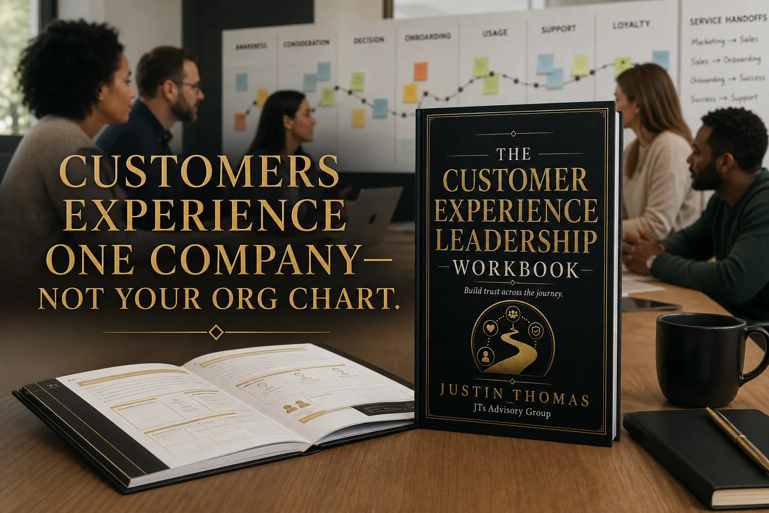 The Customer Experience Leadership Workbook in a premium leadership setting